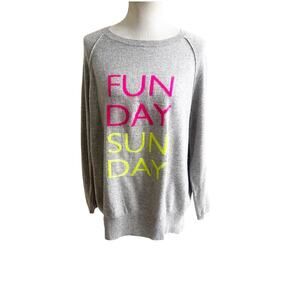 Brodie Cashmere Sweater Crewneck Sunday Funday Gray Neon Size XL Crewneck